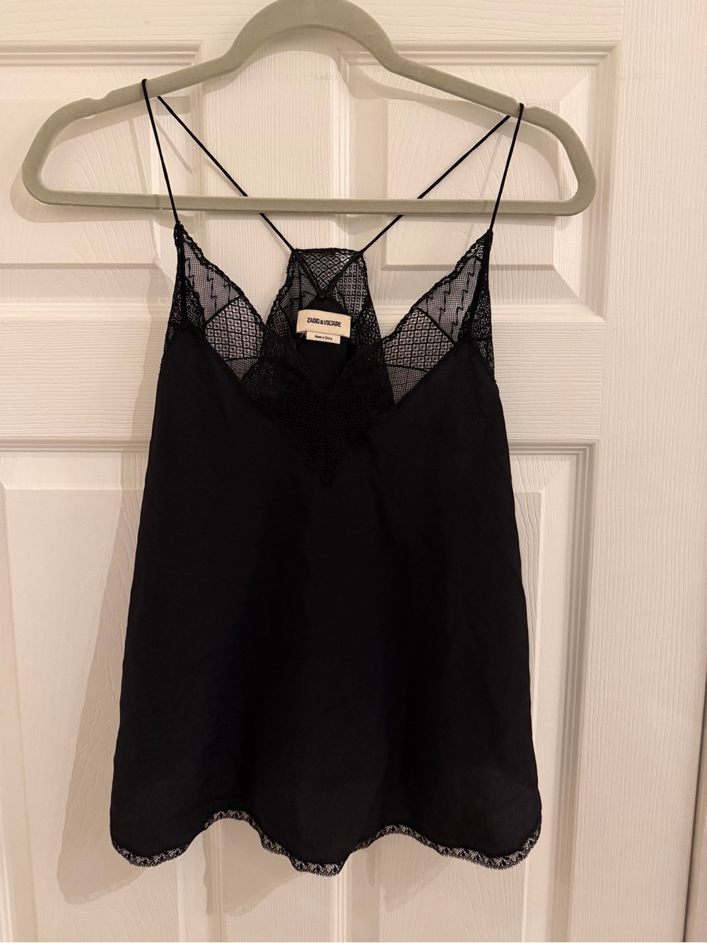 Zadig & Voltaire Black Lace-Trim Slip Top